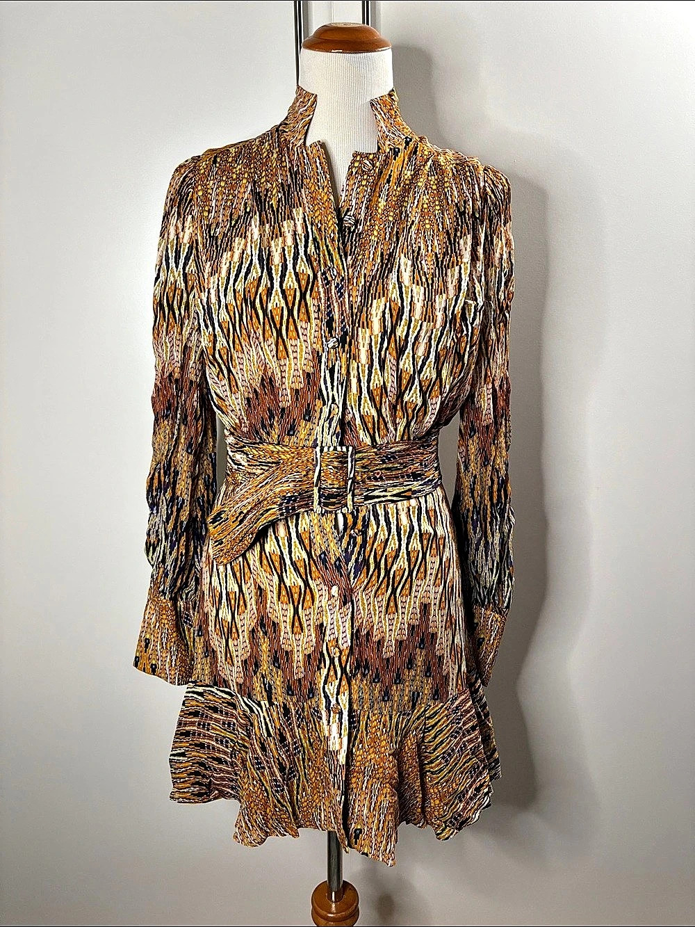 Alexis Abstract Mini Dress in Orange & Yellow Size XS Like New